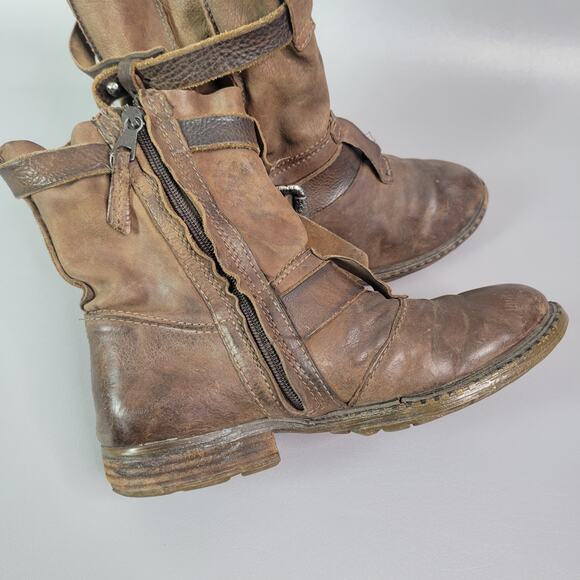 AS.98 Boho Biker Ankle Boots Italian Zipper Bootie Size 38 US 7.5-8 FLAWS READ - Picture 2 of 12